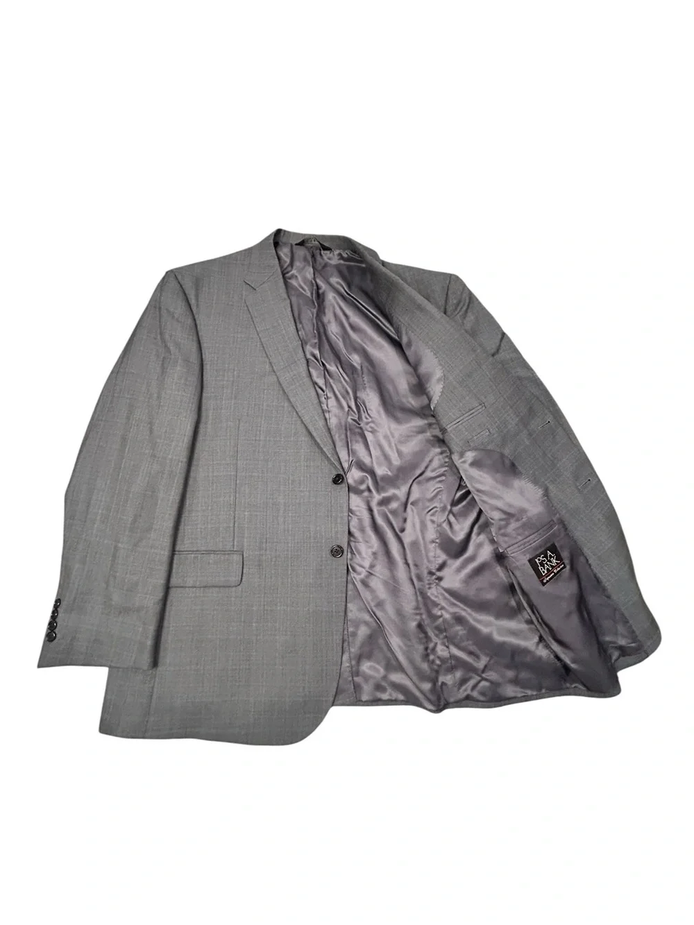 Jos. A. Bank Signature Collection Men's Gray Plaid Two-Piece Suit 48R Wool Silk